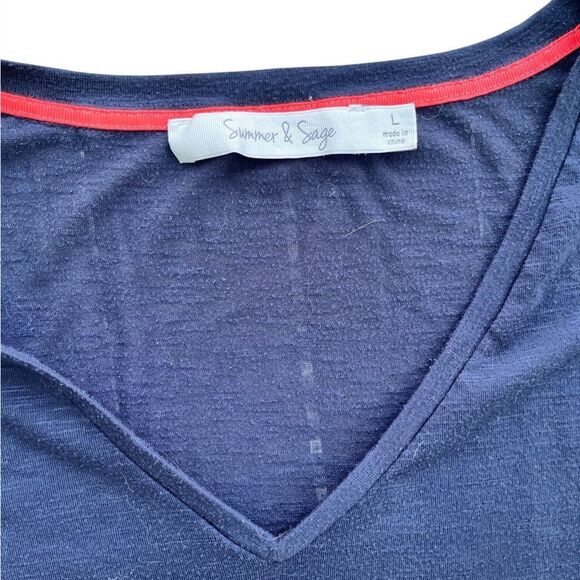 Summer & Sage Navy Short Sleeve V-Neck Tunic Top – Size L - Picture 2 of 10